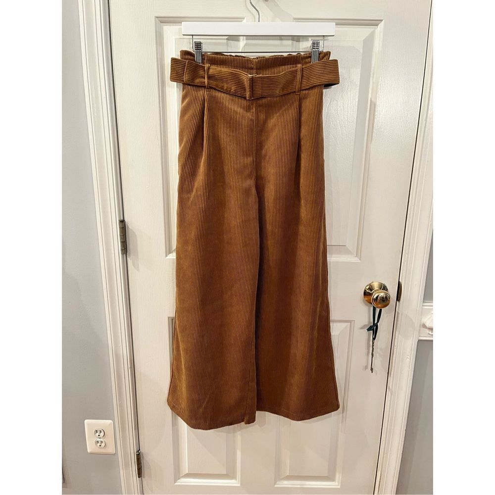 GU Japan Brown Corduroy Wide Wale Wide Leg Paper Bag Pants sz L NWOT